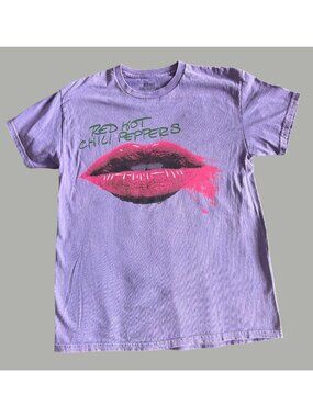Red Hot Chili Peppers Purple Graphic Tee Medium Lips Print Front & Back Design